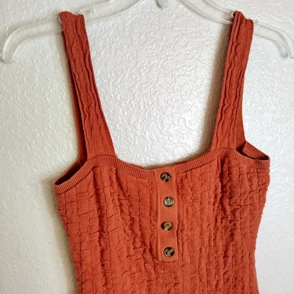 Free People Beach Short & Sweet Mini back buttons rusty orange Dress sz S